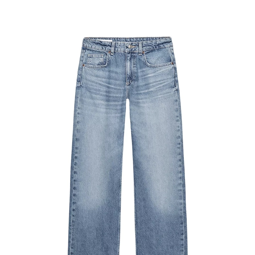 ZARA TRF MID-RISE WIDE LEG JEANS